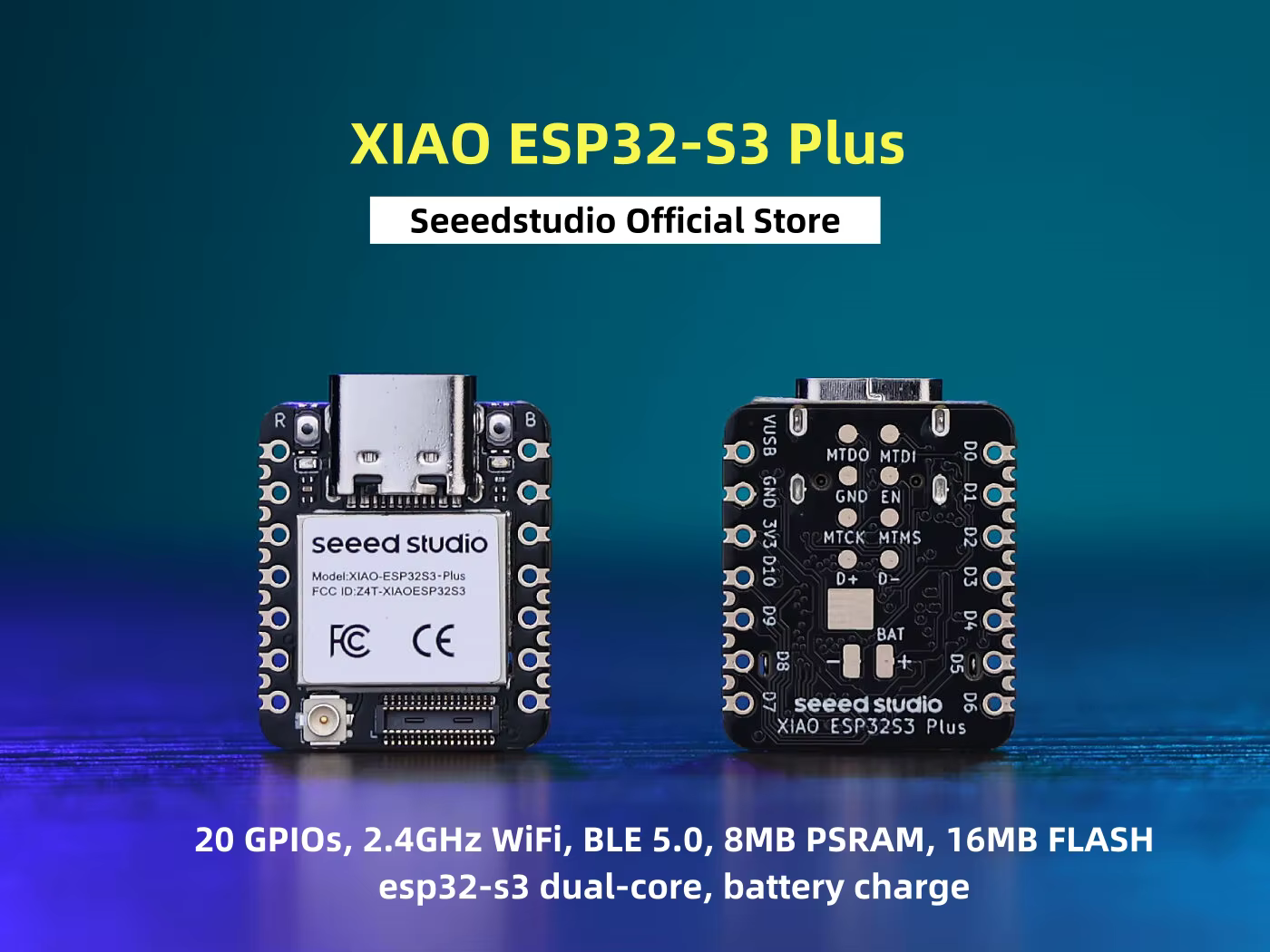 Módulo ESP32-S3 Plus WiFi BLE compatible con carga de batería - imagen 3