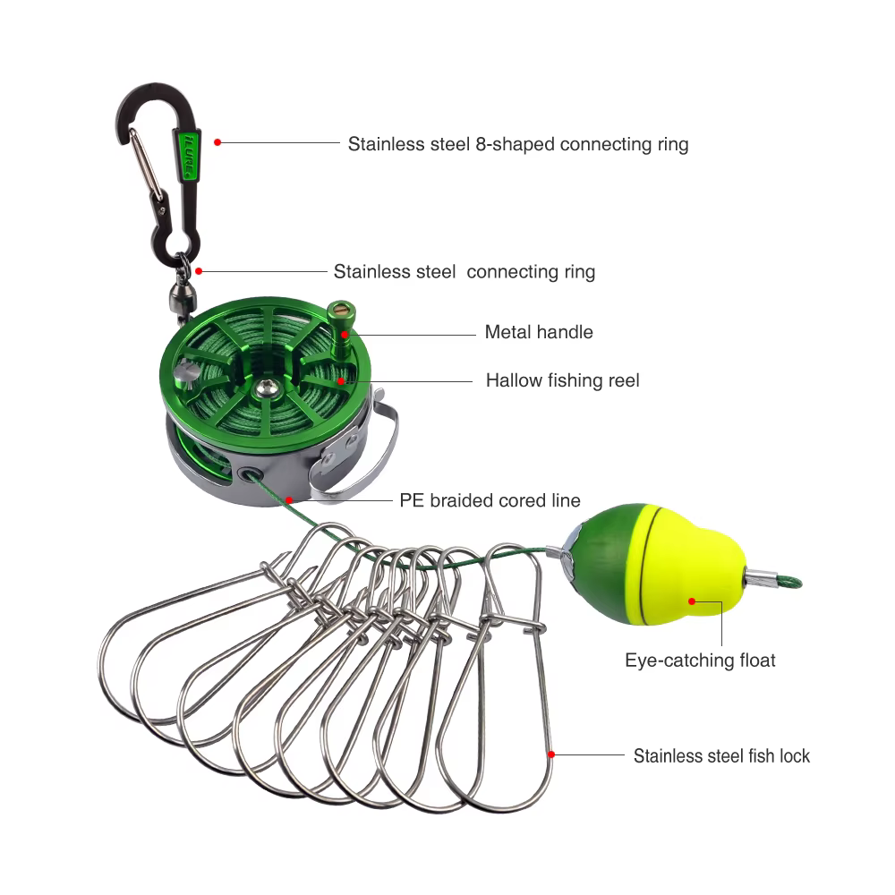 Stringer para peces vivos con hebilla y carrete de acero inoxidable - imagen 3