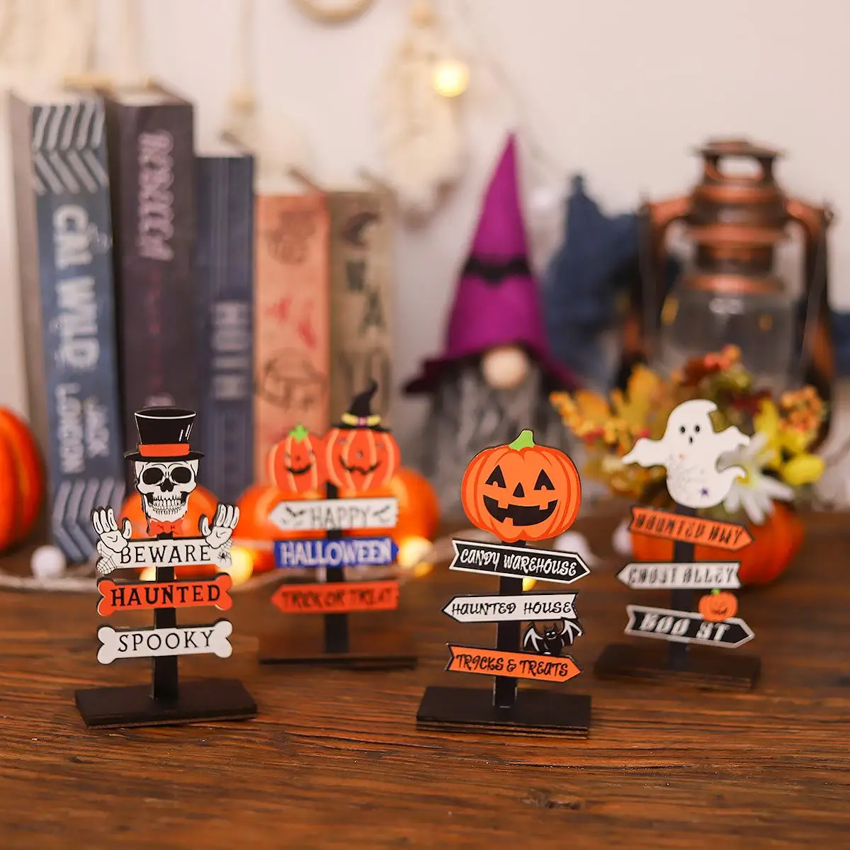 Adornos de madera Halloween 2026: calabaza y fantasma para escritorio - imagen 3