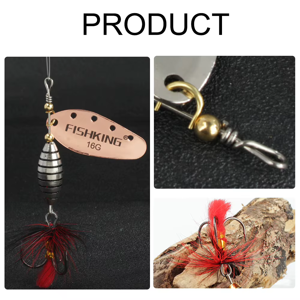FISH KING Cebo Giratorio 6-16g – Cuchara de metal con triples para lubina - imagen 4