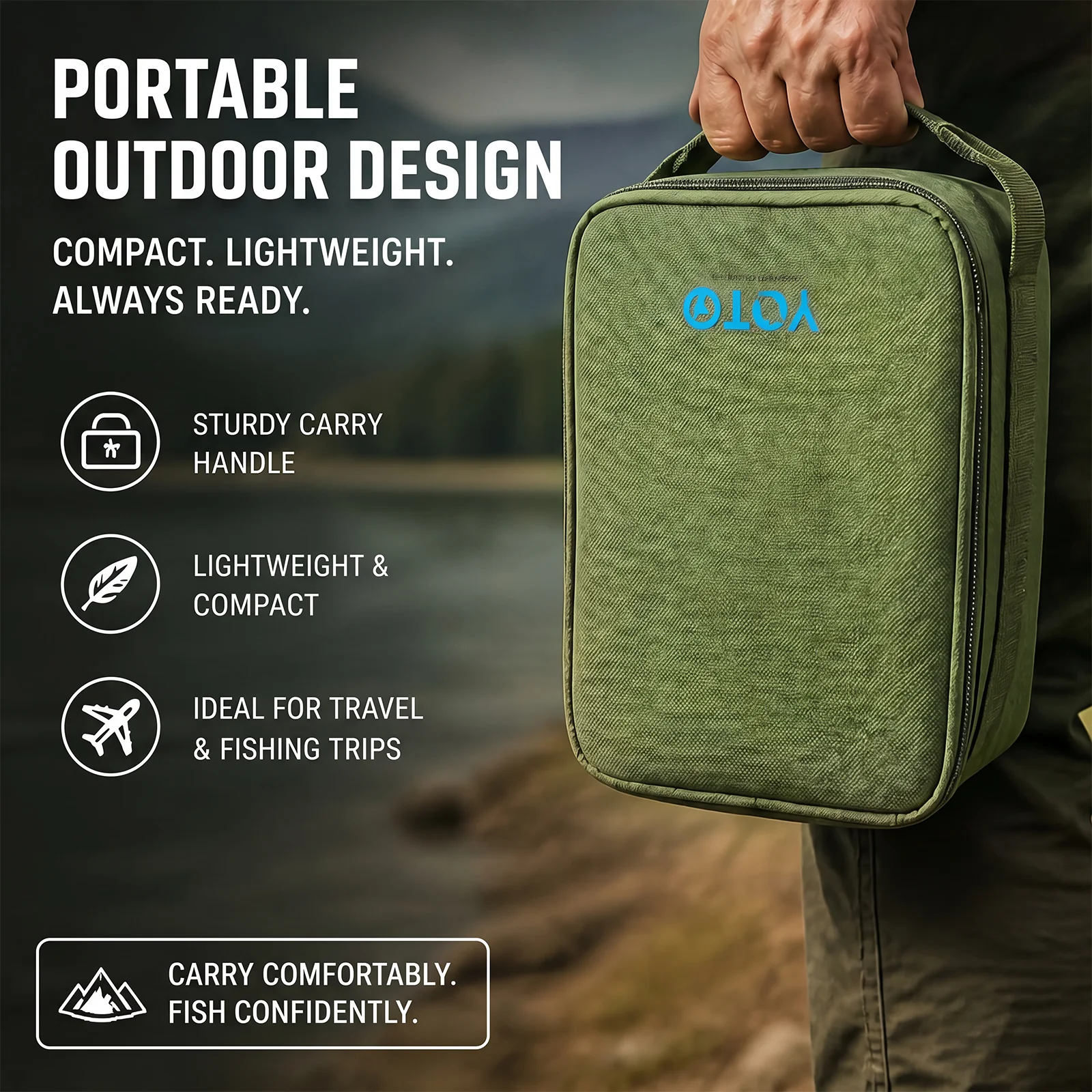 Bolsa de pesca Oxford portátil compacta para equipo y carretes