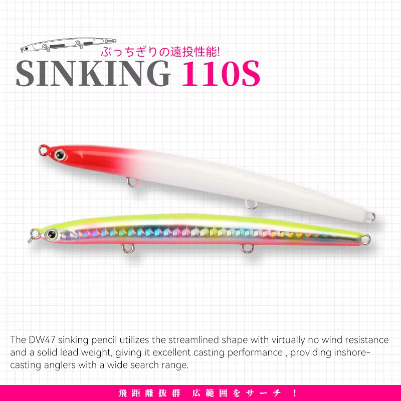 Tsurinoya Long Casting 110S – Señuelo pluma hundido para lubina y depredadores - imagen 5