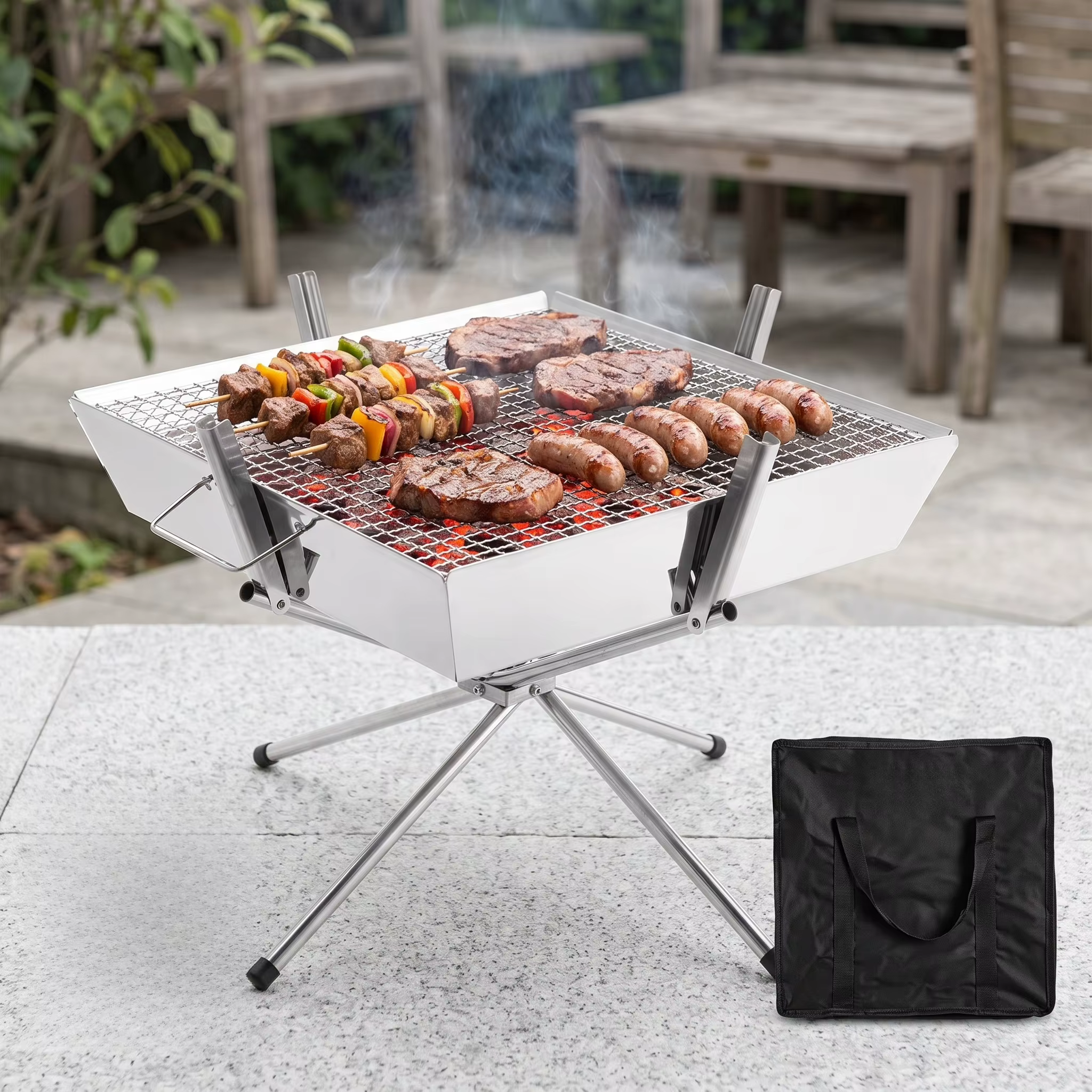 Goture Parrilla Plegable Barbacoa Acero Inoxidable Camping - imagen 3