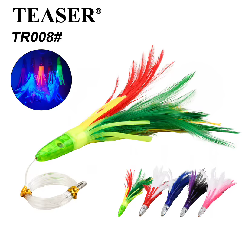 TEASER TR008 Señuelo de arrastre con plumas para pesca marítima