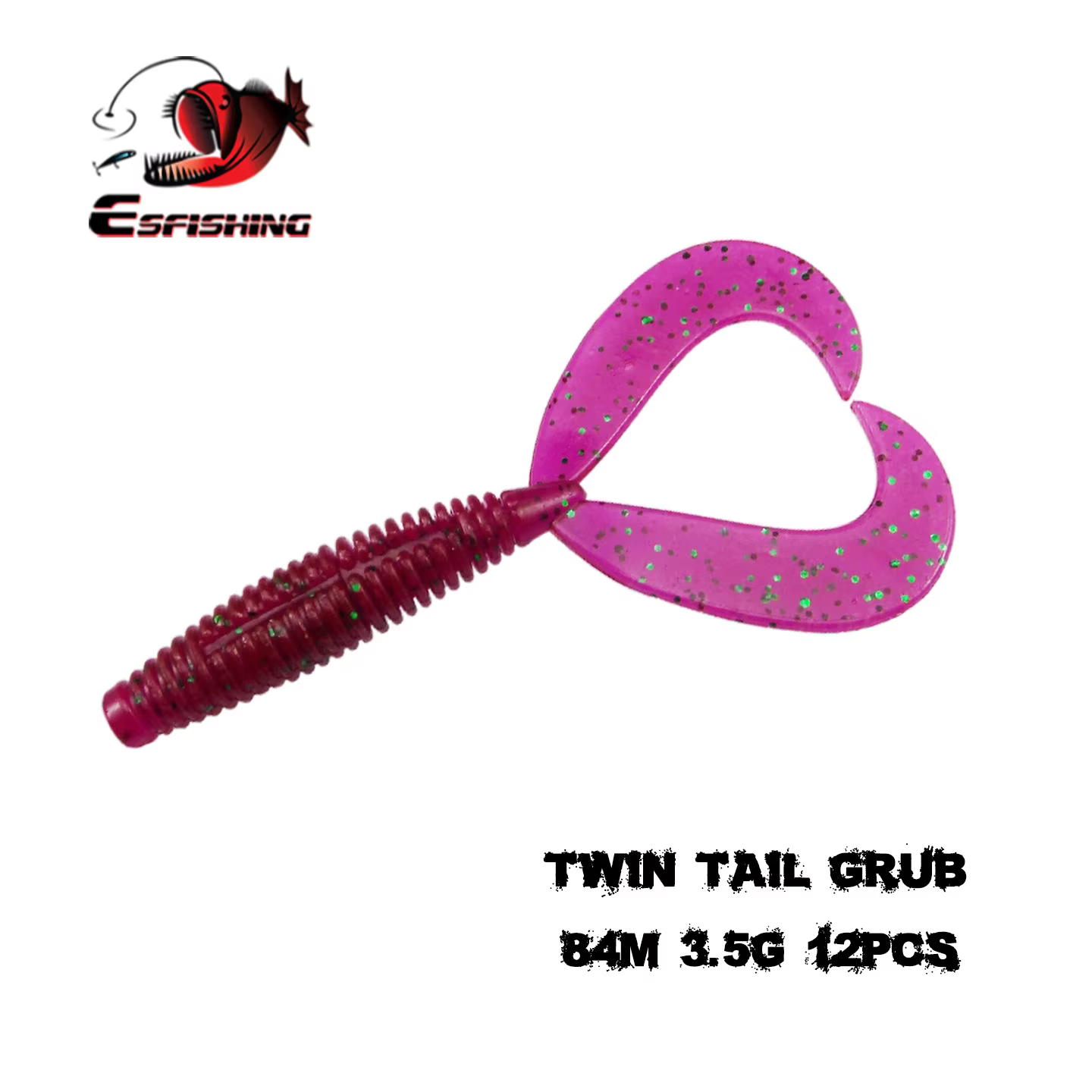 ESFISHING Señuelo Larva Doble Cola 84mm – Gusano Rizado para Lubina - imagen 5
