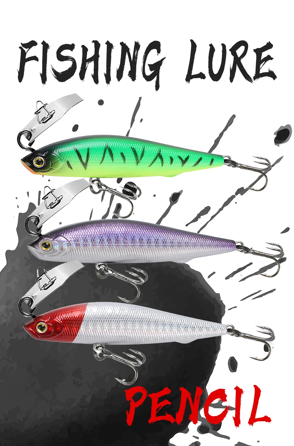 Señuelo WALK FISH tipo lápiz con acabado metalizado