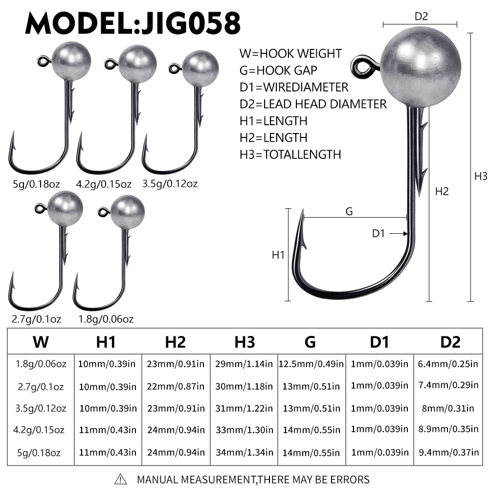 Anzuelos Jig Head lubina PROBEROS, cabeza redonda con púas vinilo - imagen 2
