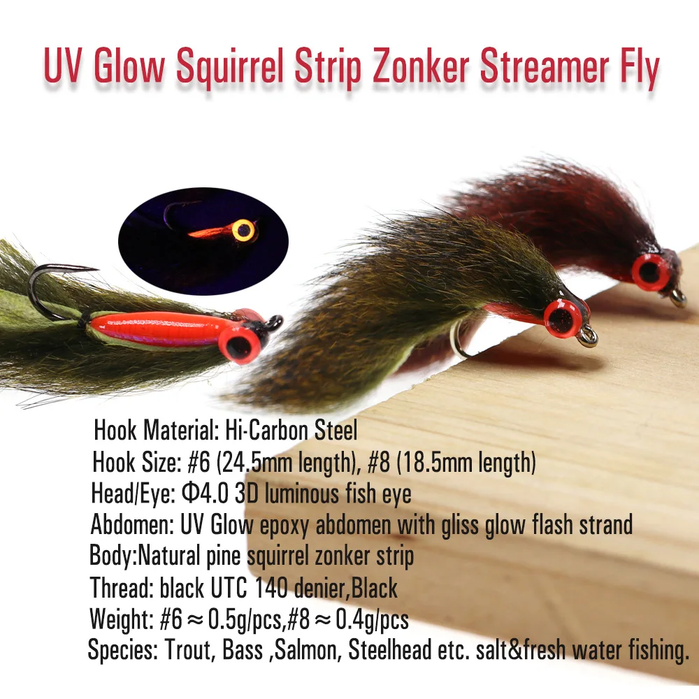 Zonker Streamer con detalle de ojo y brillo