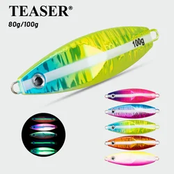 Plantilla jigging Teaser J124 – Cebo metálico lento luminoso para agua salada