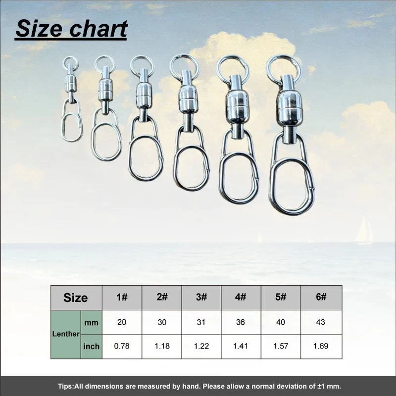 Esmerillones con rodamiento de bolas y clips inox para agua salada - imagen 4