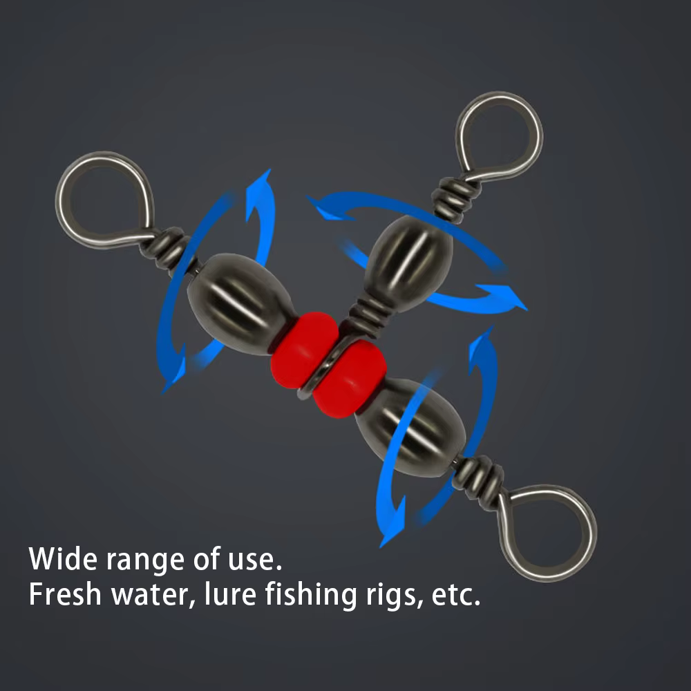 Conector tres vías con anillo giratorio – Acero carbono para pesca deportiva - imagen 3