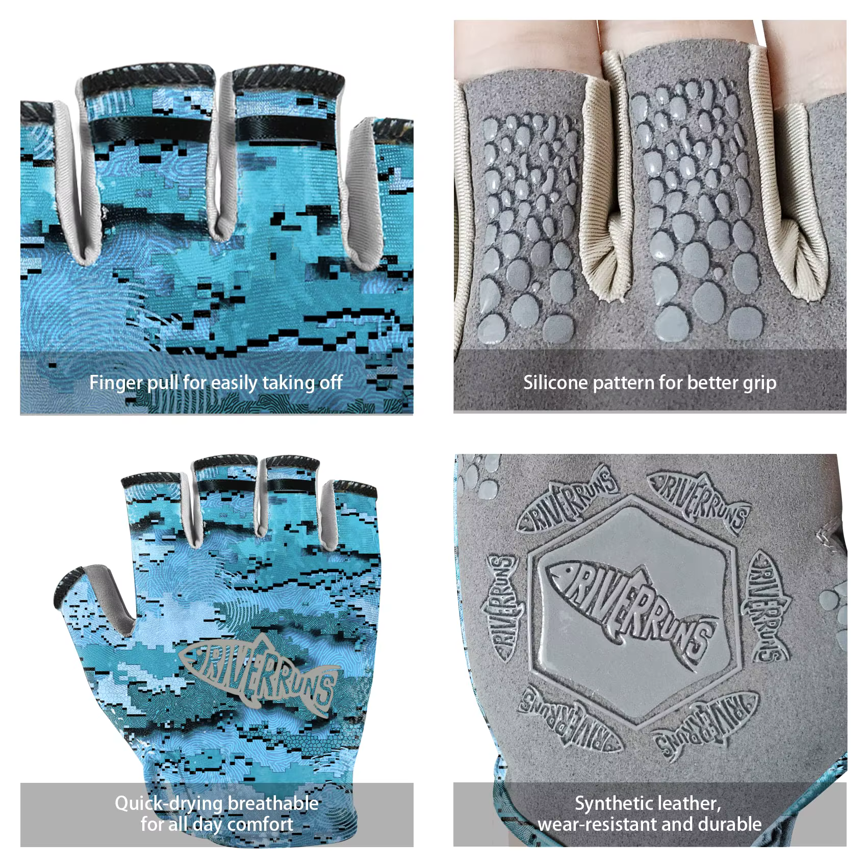 Guantes de pesca sin dedos UPF50 ligeros y transpirables - imagen 5