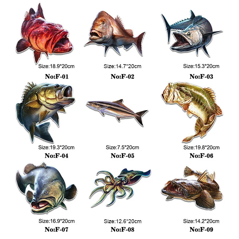 Variedad de modelos de pegatinas de pesca NUNATAK