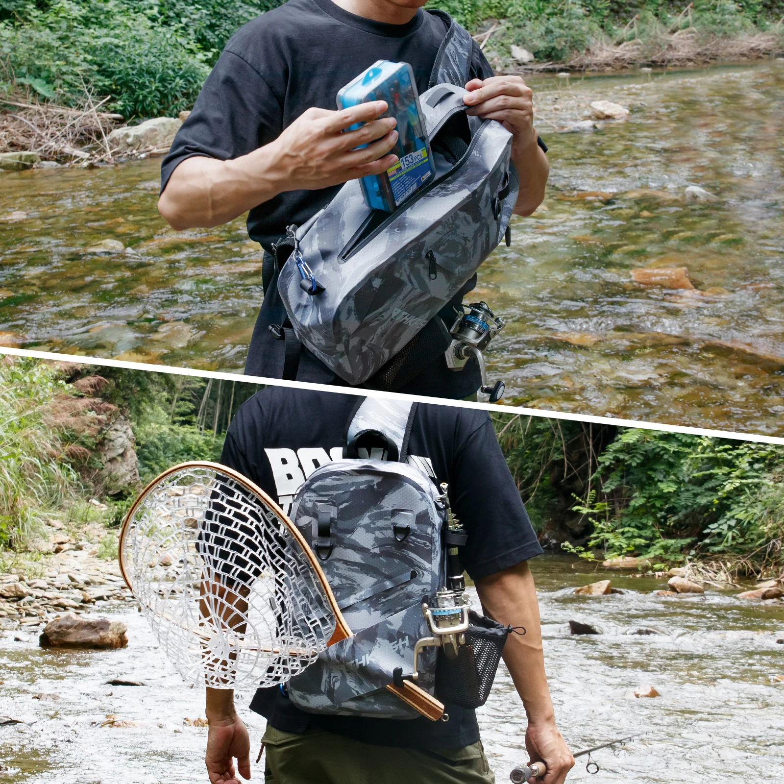 Mochila de pesca THKFISH con patrón de camuflaje