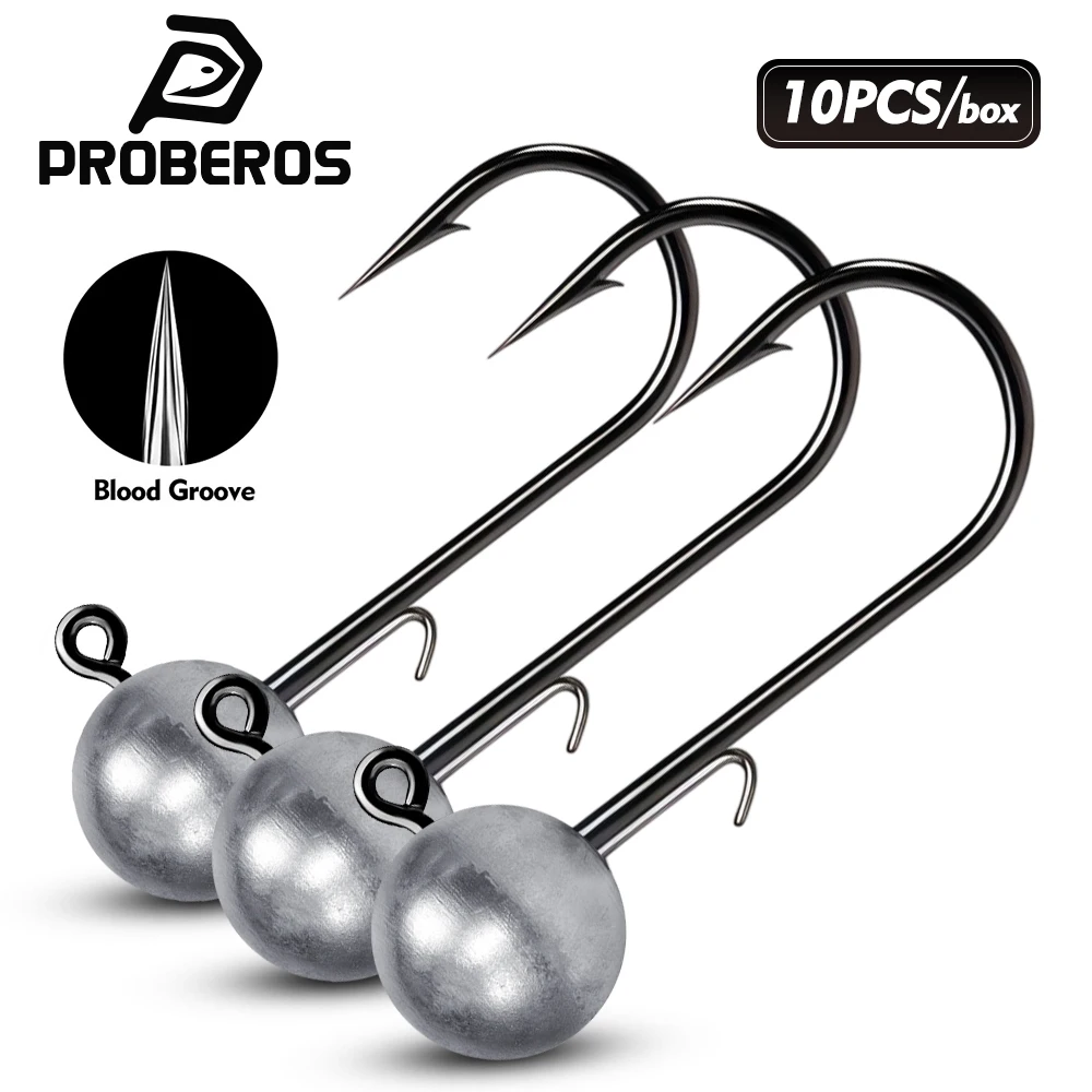 Anzuelos jig head de plomo redondo PROBEROS con retenedor – vinilo - imagen 4