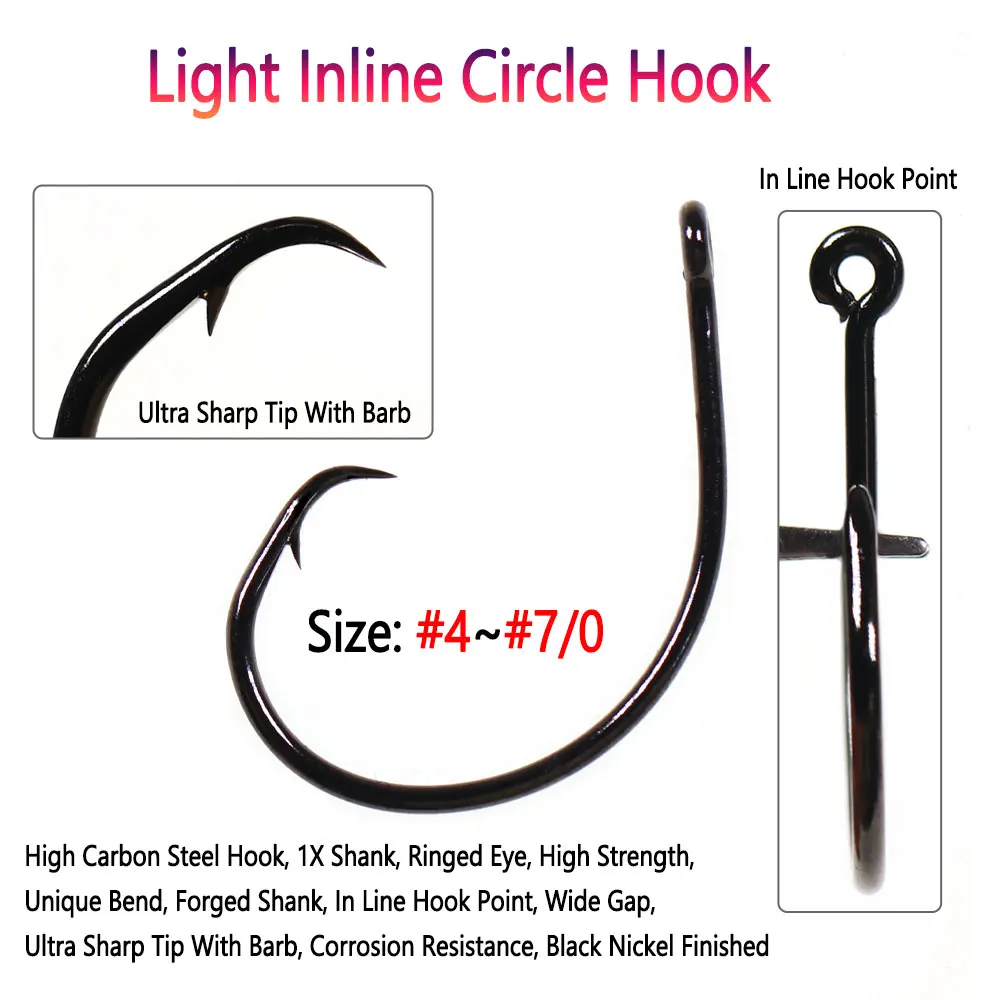 Bimoo Anzuelo círculo inline de acero para pesca en agua salada - imagen 5