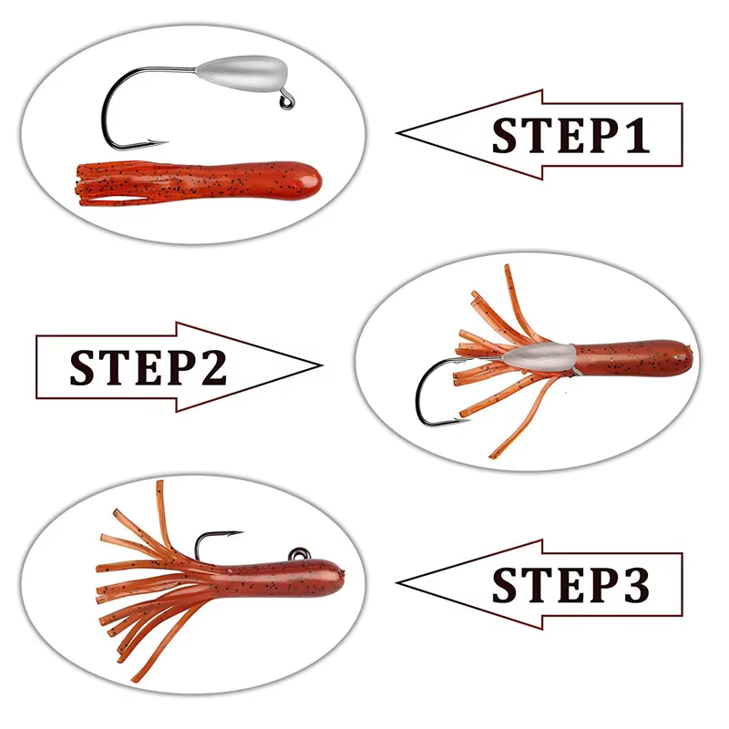 Señuelos tubo Crappie Jig Head vinilo para pesca lubina trucha