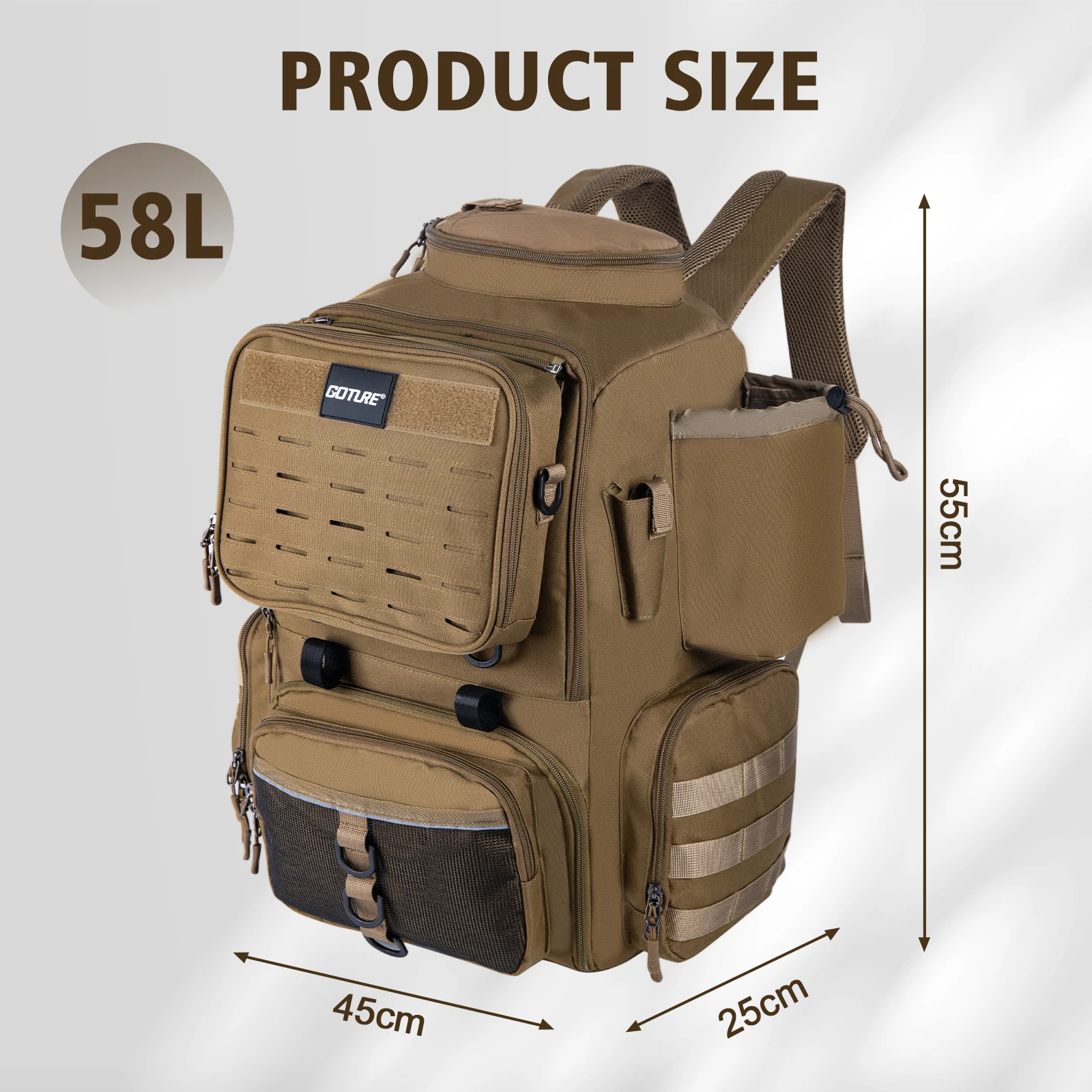 Goture Bolsa de pesca 58L desmontable – Aislada, resistente al agua y 4 cajas 900D - imagen 3