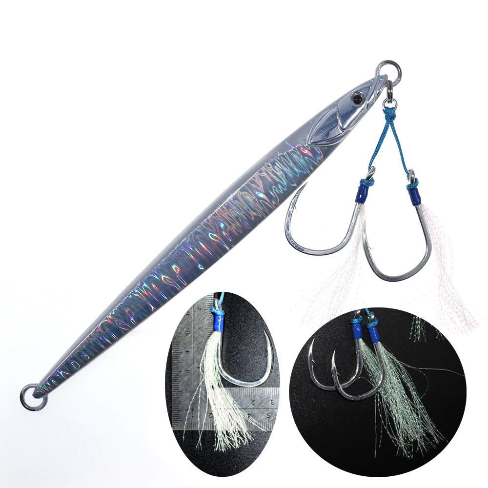 Señuelo jigging doble gancho deslizador de sardina UV – vástago largo - imagen 5