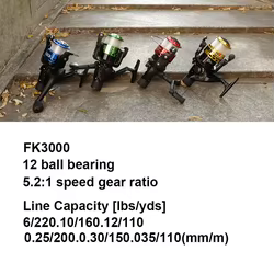 Carrete NGB FK3000 de spinning con freno trasero y alarma