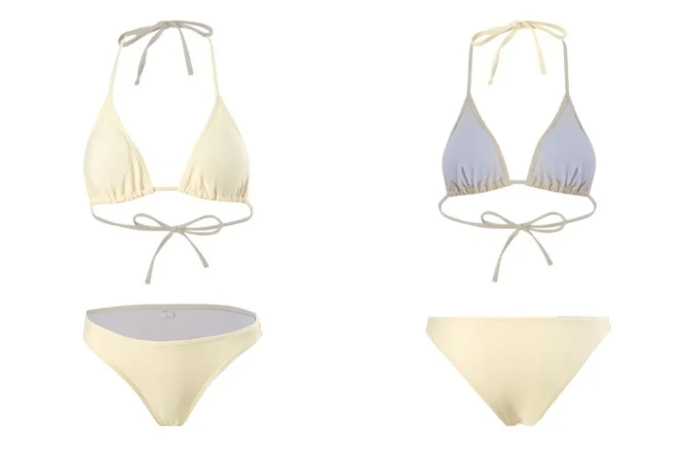 Vista del conjunto de bikini de 4 piezas con mangas largas