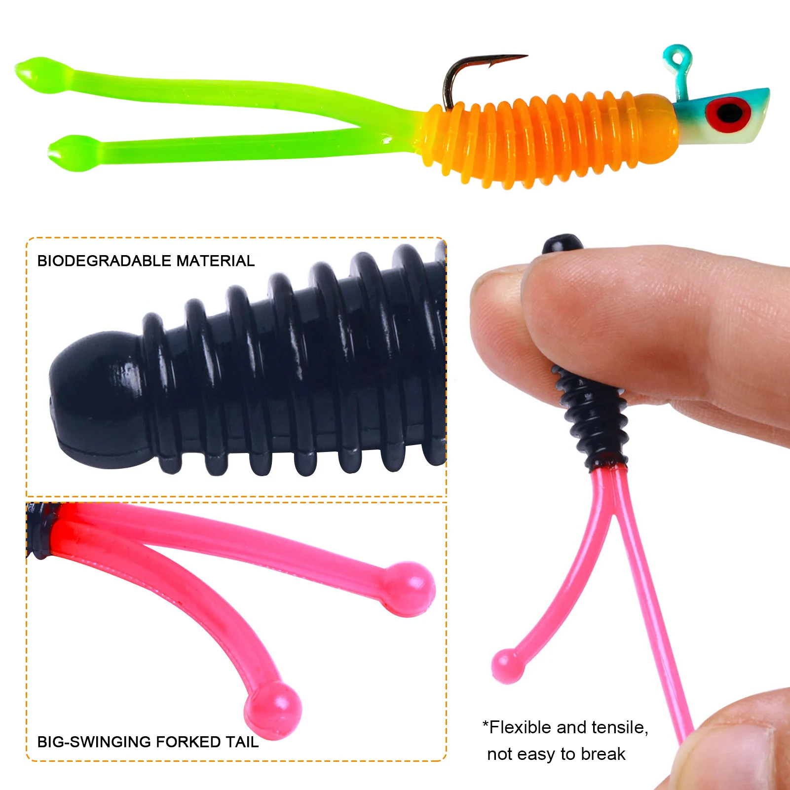 Montaje con gusano y jig para probar diferentes colores