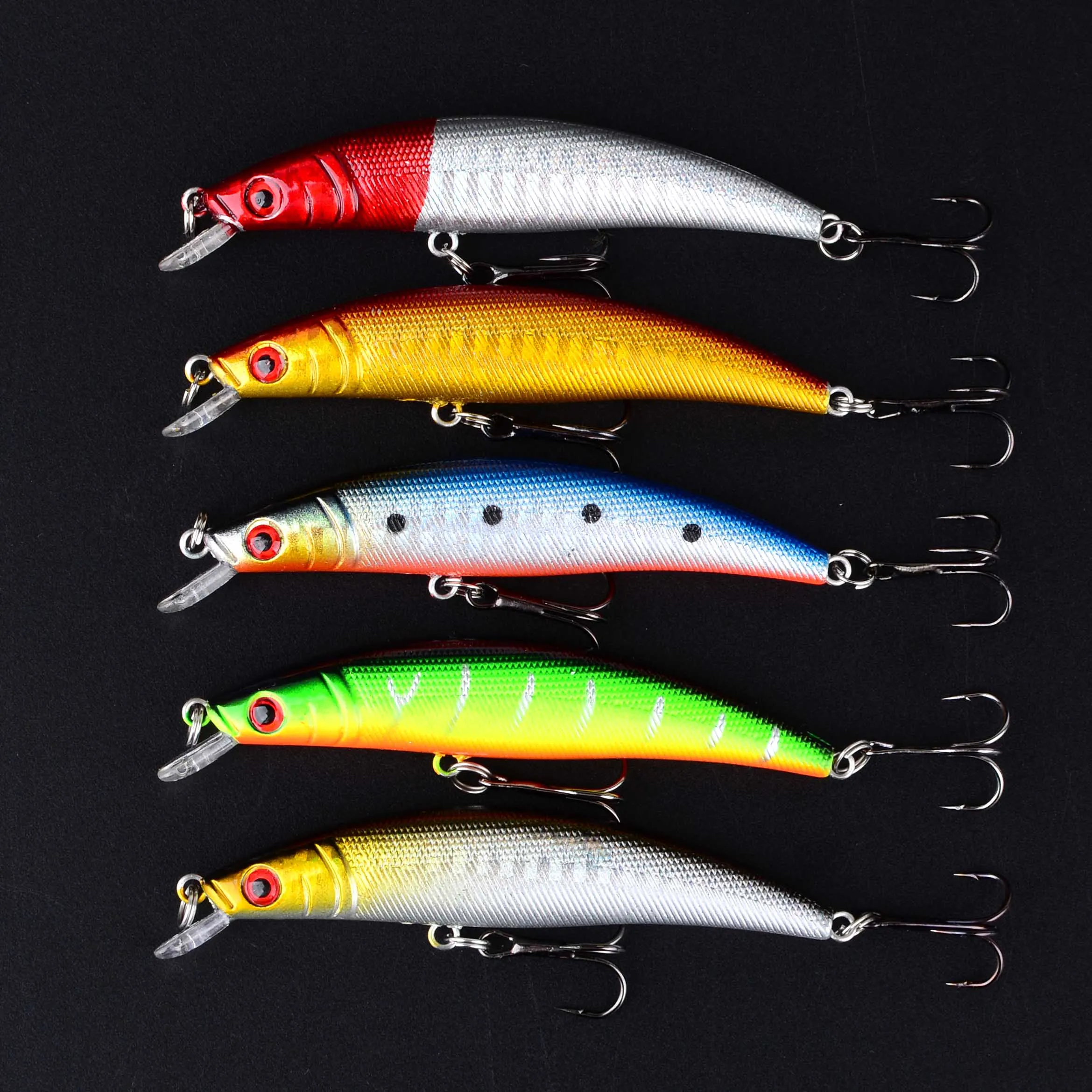 Crankbait flotante minnow con ojos 3D, cebo duro y anzuelos - imagen 5