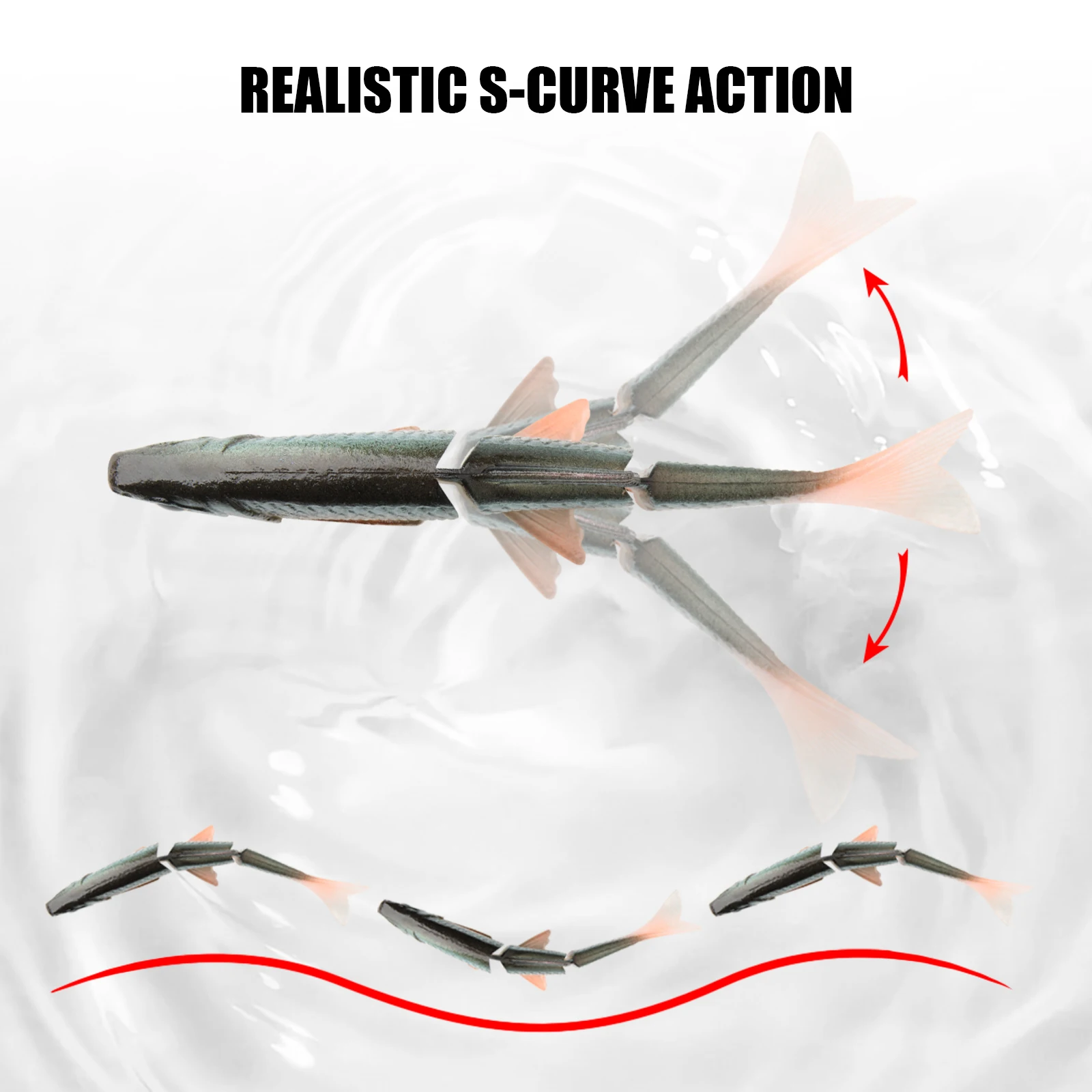 Spinpoler Swim Jerk – Cebo articulado 3 segmentos para bass y perca - imagen 4