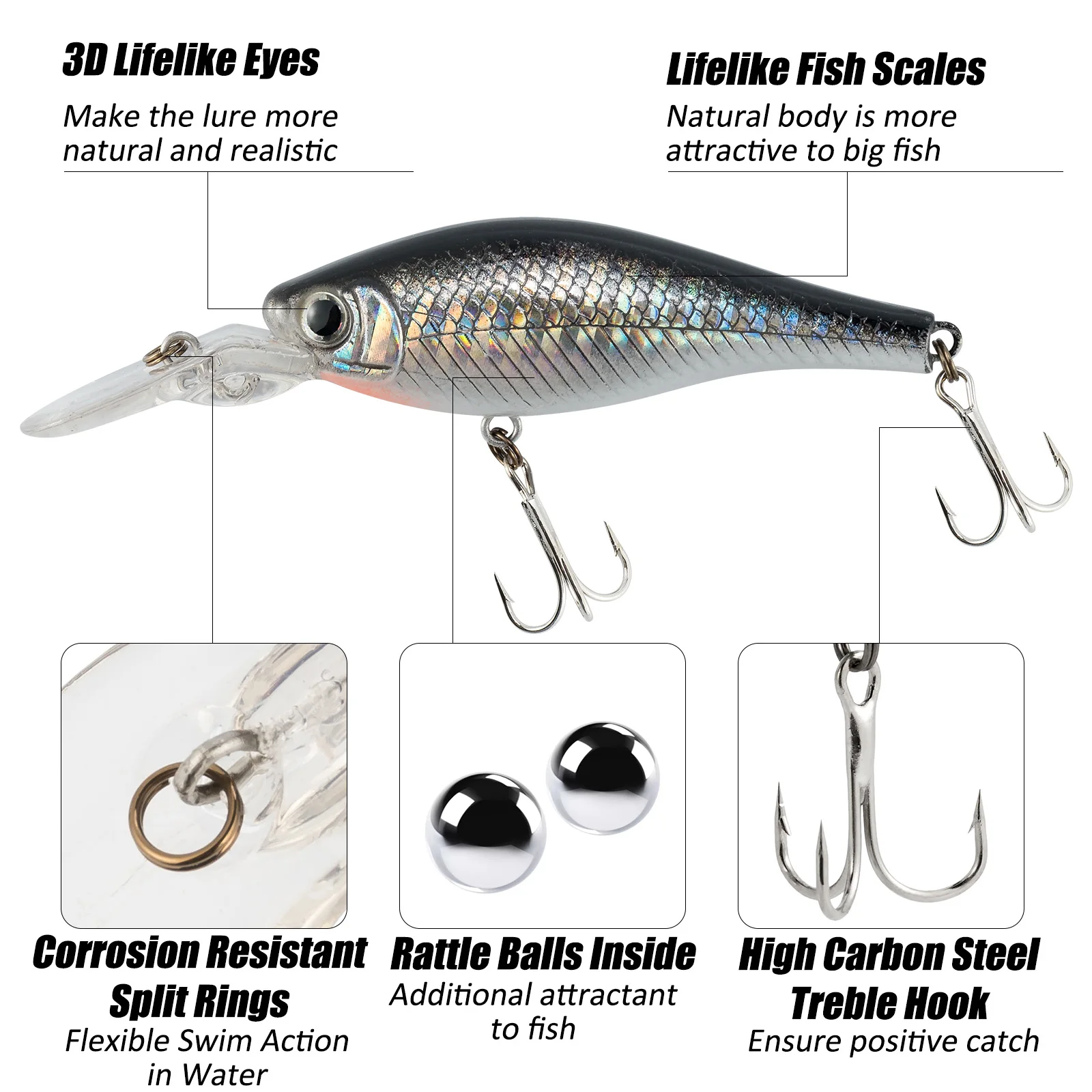 Crankbait VIB minnow de buceo profundo para agua salada, lucio - imagen 4