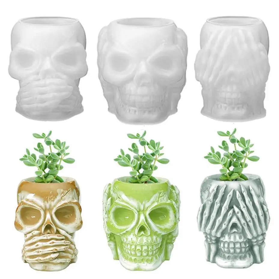 Molde de calavera y calabaza Halloween de silicona para resina epoxi - imagen 4