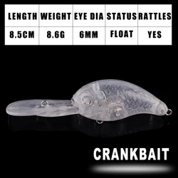 Señuelos Crankbait flotantes Dr.Holife – cuerpo blanco para bricolaje
