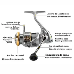 Huidiao Carrete de pesca ultraligero giratorio compacto y portátil