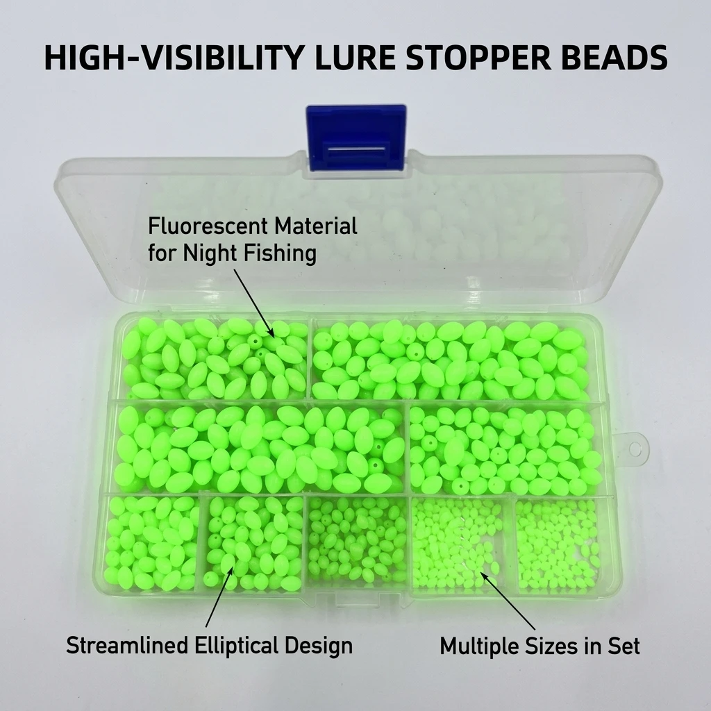Caja de cuentas elípticas fluorescentes para señuelos nocturnos - imagen 4