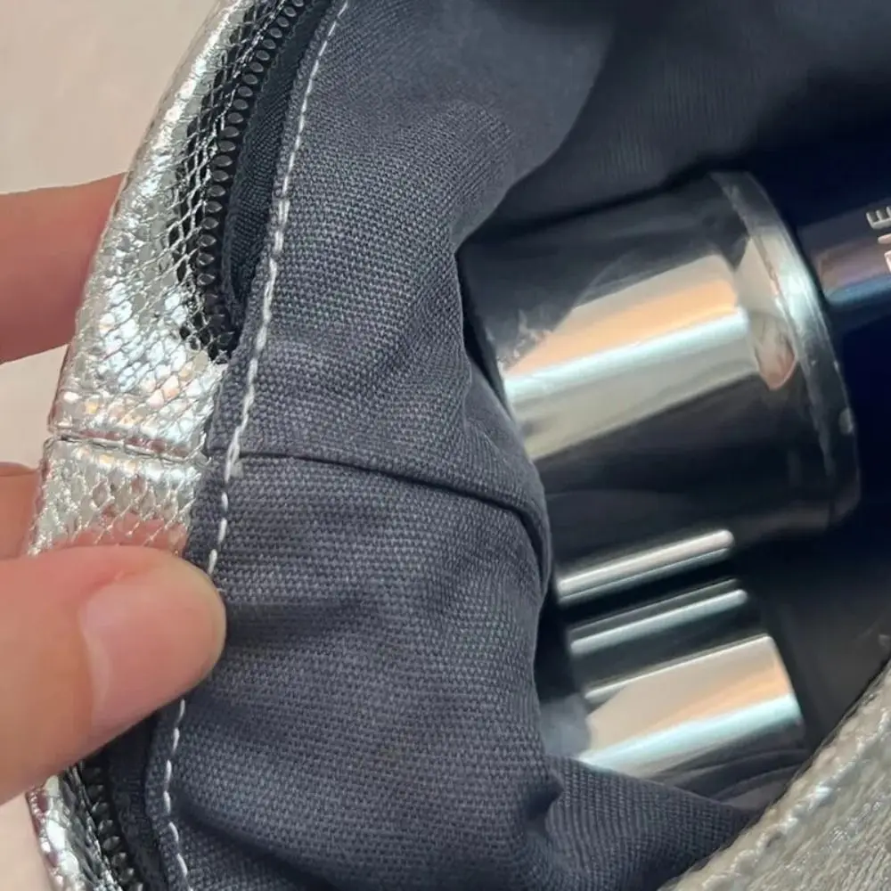 Bolsa de maquillaje brillante con lentejuelas champán, cosmética - imagen 5