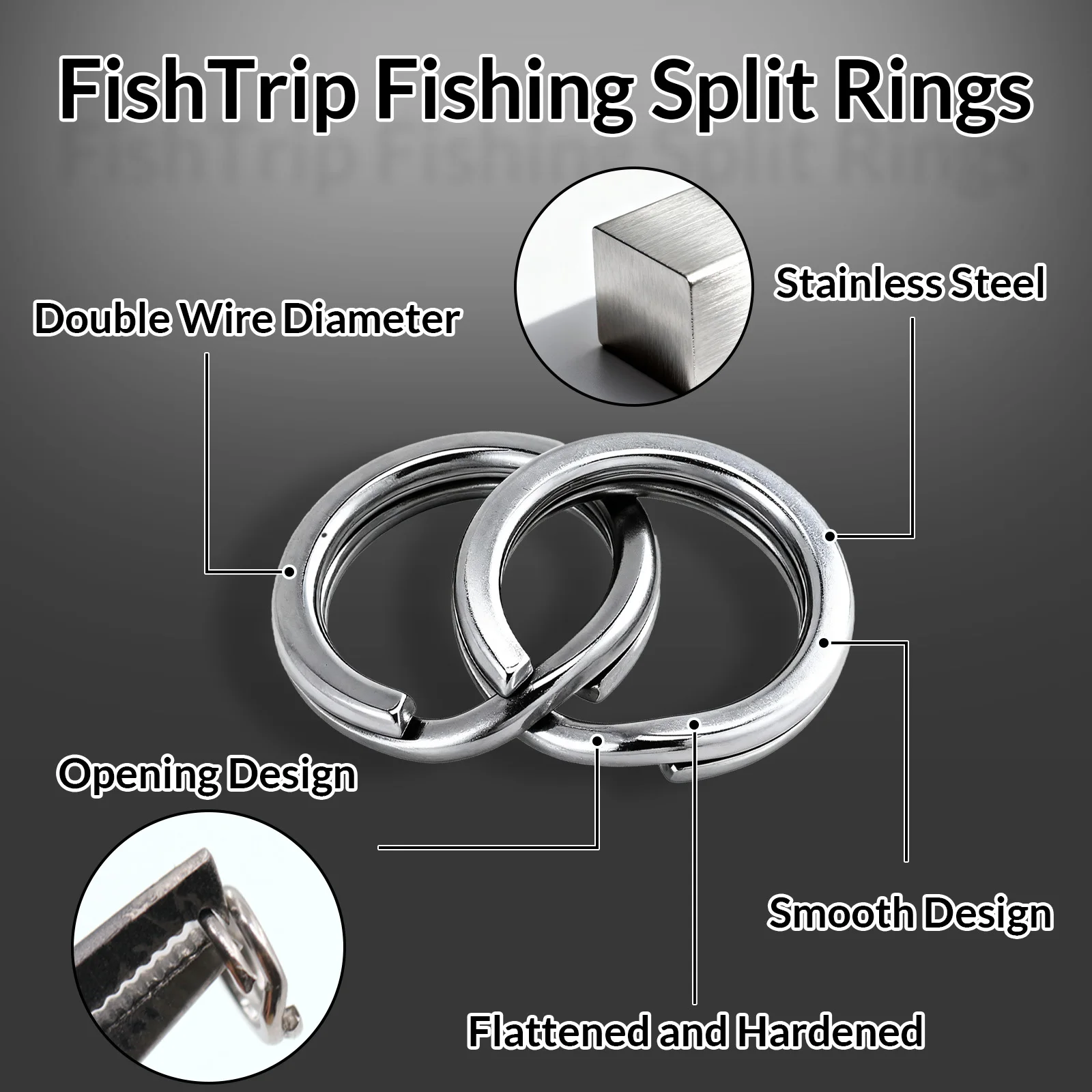 Anillas de pesca FishTrip acero inoxidable con enganche para señuelos