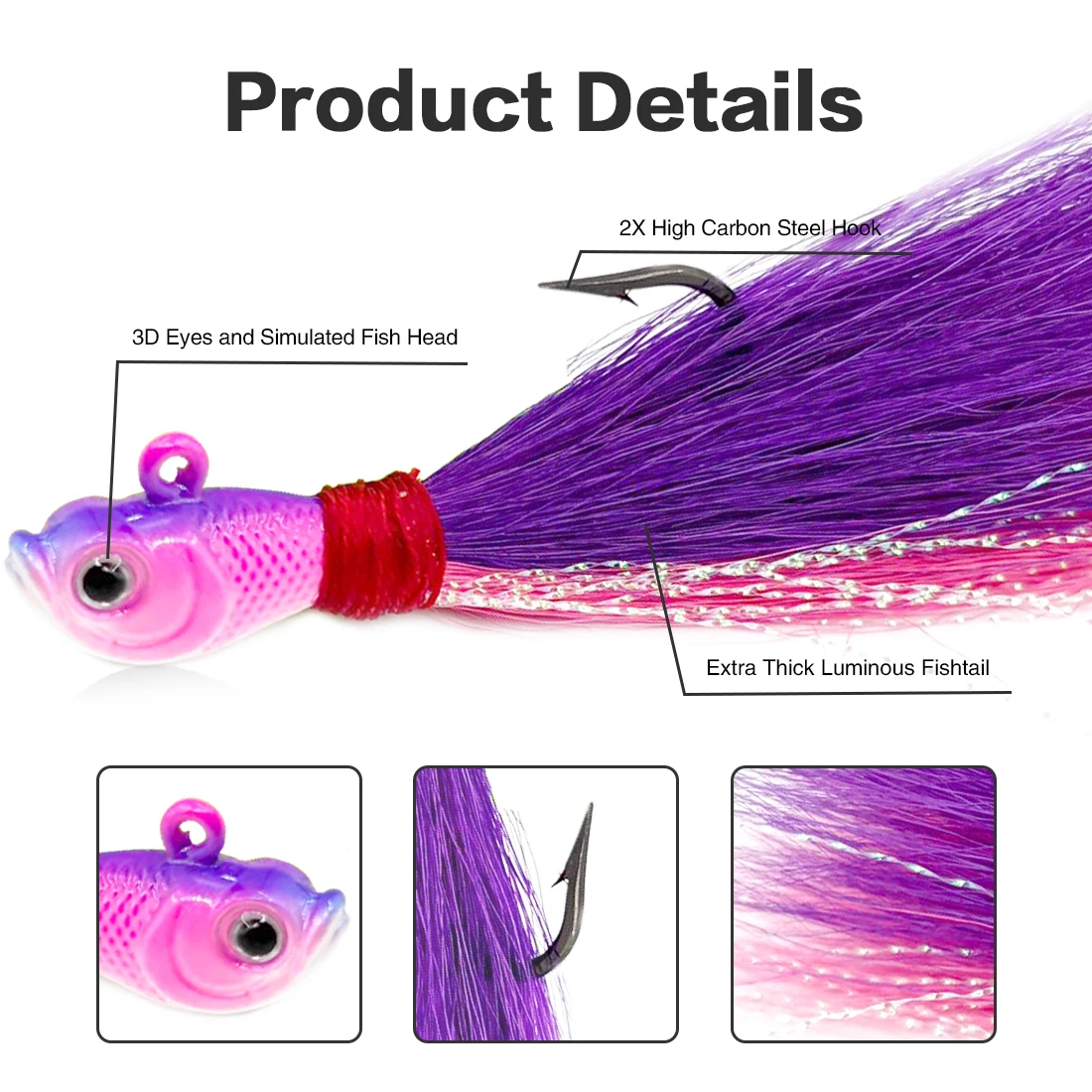 FishTrip Jig Head Bucktail 7-56g Multicolor - Trucha y Lubina Mar - imagen 4