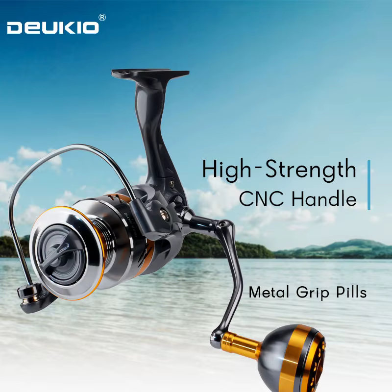 Carrete giratorio DEUKIO de metal – Para carpa y pesca en mar