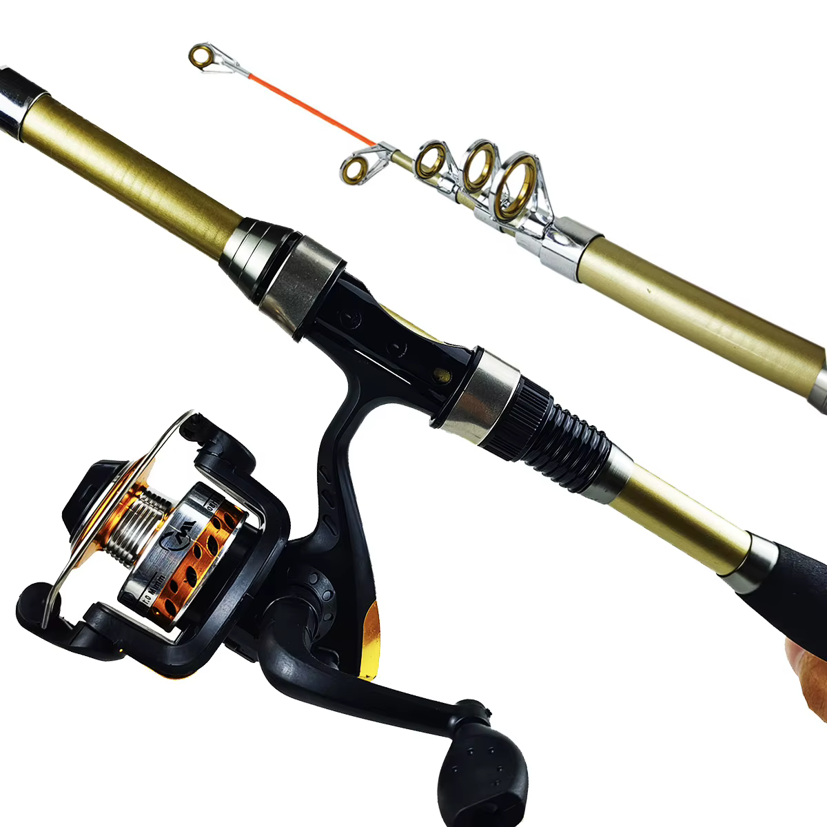Combo cañas de pesca 1,8 m con carretes, aparejos agua dulce, mar - imagen 3