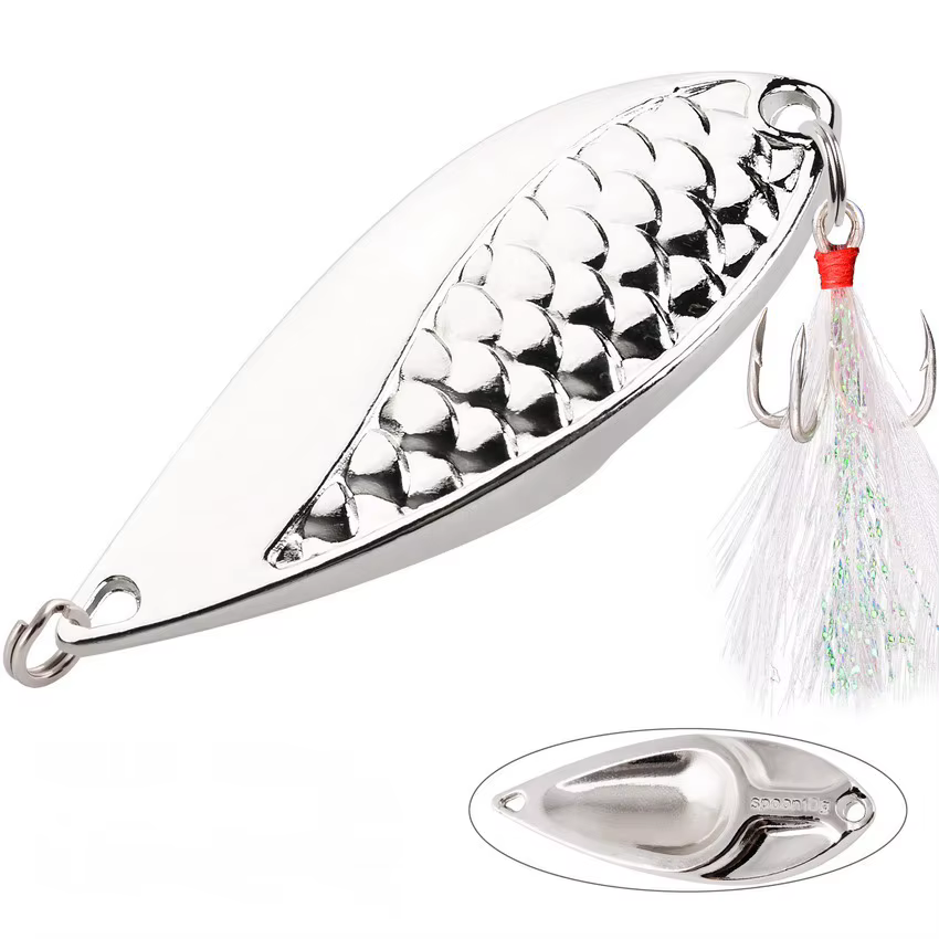 Señuelos Spoon Dorados y Plateados para Pesca - Kit Pesos - imagen 4