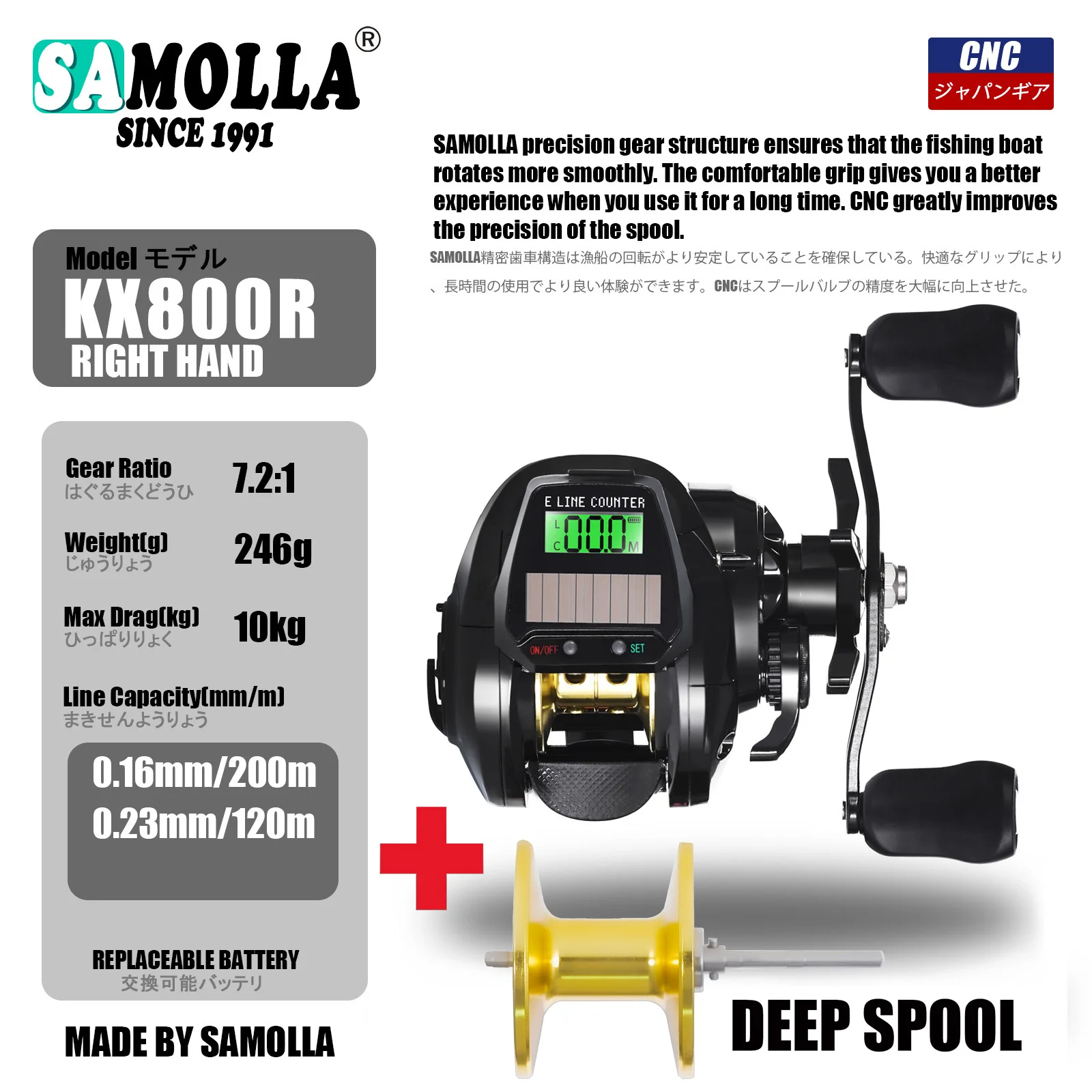 KX800 Carrete eléctrico Baitcasting con contador de pesas - imagen 2