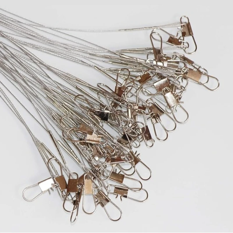 Set de 25 líderes de alambre de pesca con rotación y hebilla
