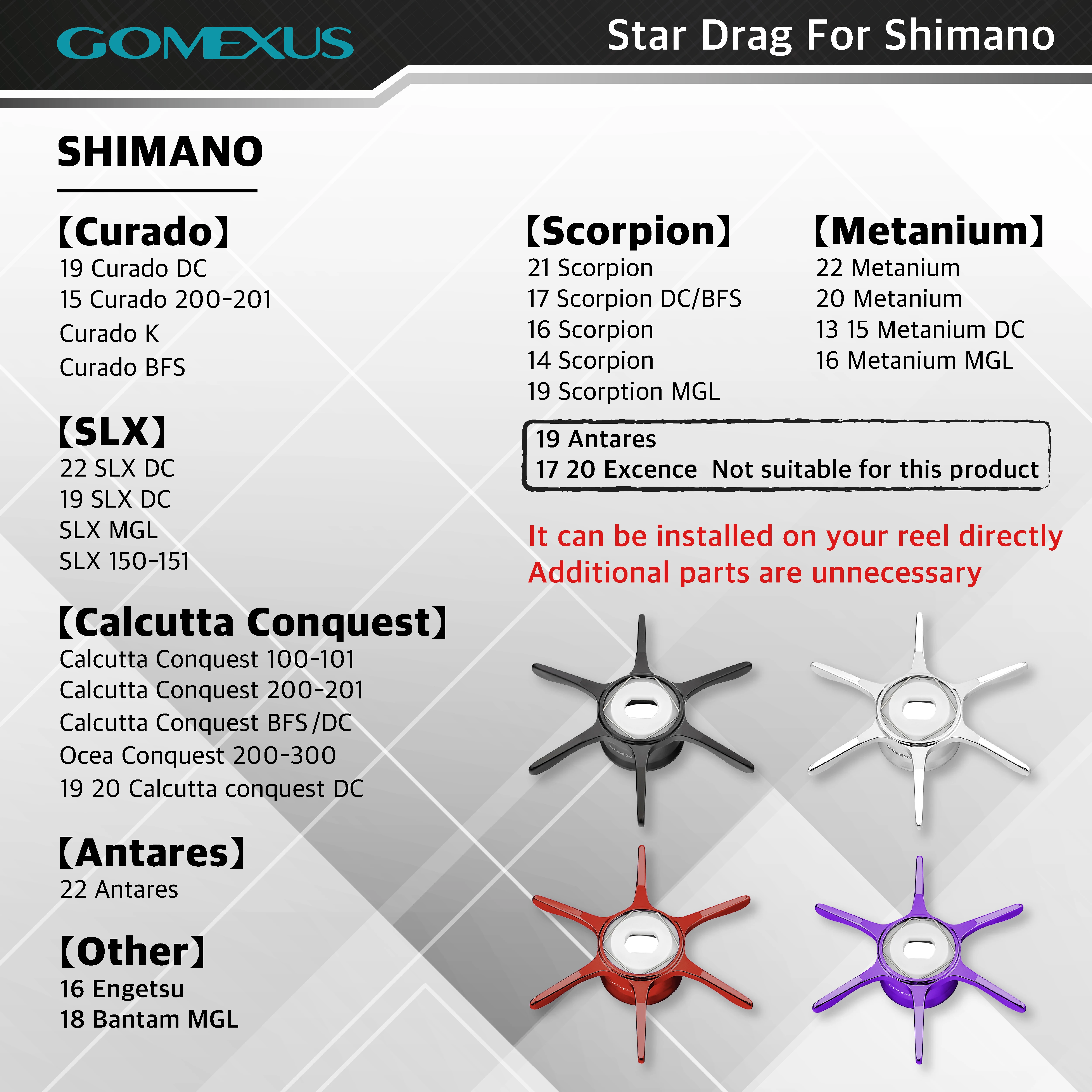 GOMEXUS Arrastre Estrella Aluminio 65mm para Carrete Baitcasting - imagen 5