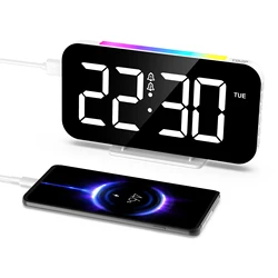 ORIA Despertador Digital LED grande, doble alarma y luz 10 colores