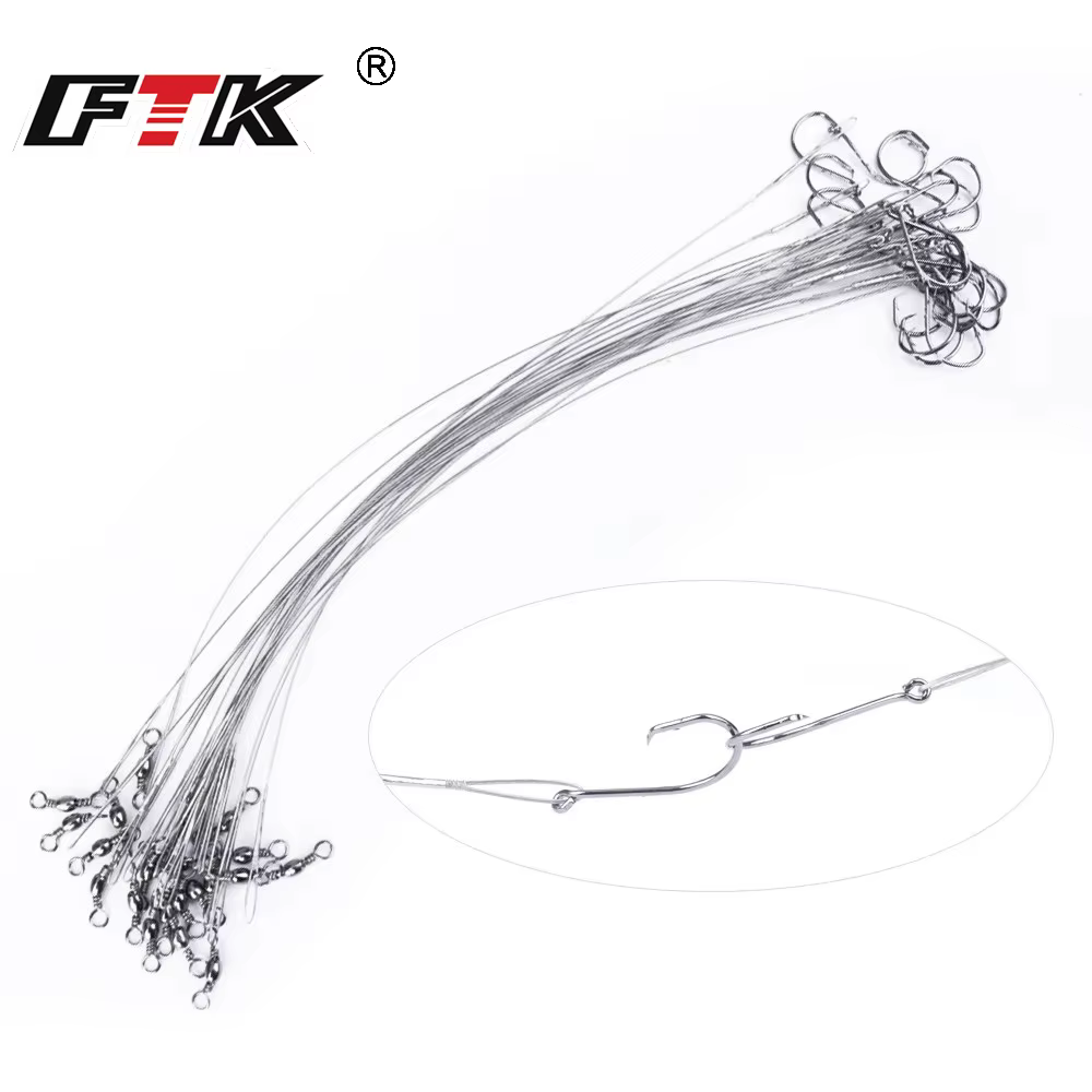 FTK Correas de acero antimordida para pesca – Líder con ganchos