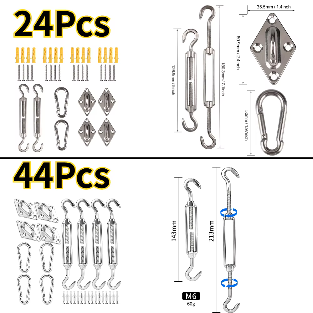 Herrajes de acero inox para toldo y carpa – Kit resistente camping - imagen 4