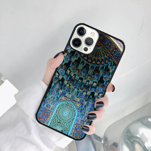 Funda de teléfono con diseño religioso islámico y caligrafía árabe del Corán