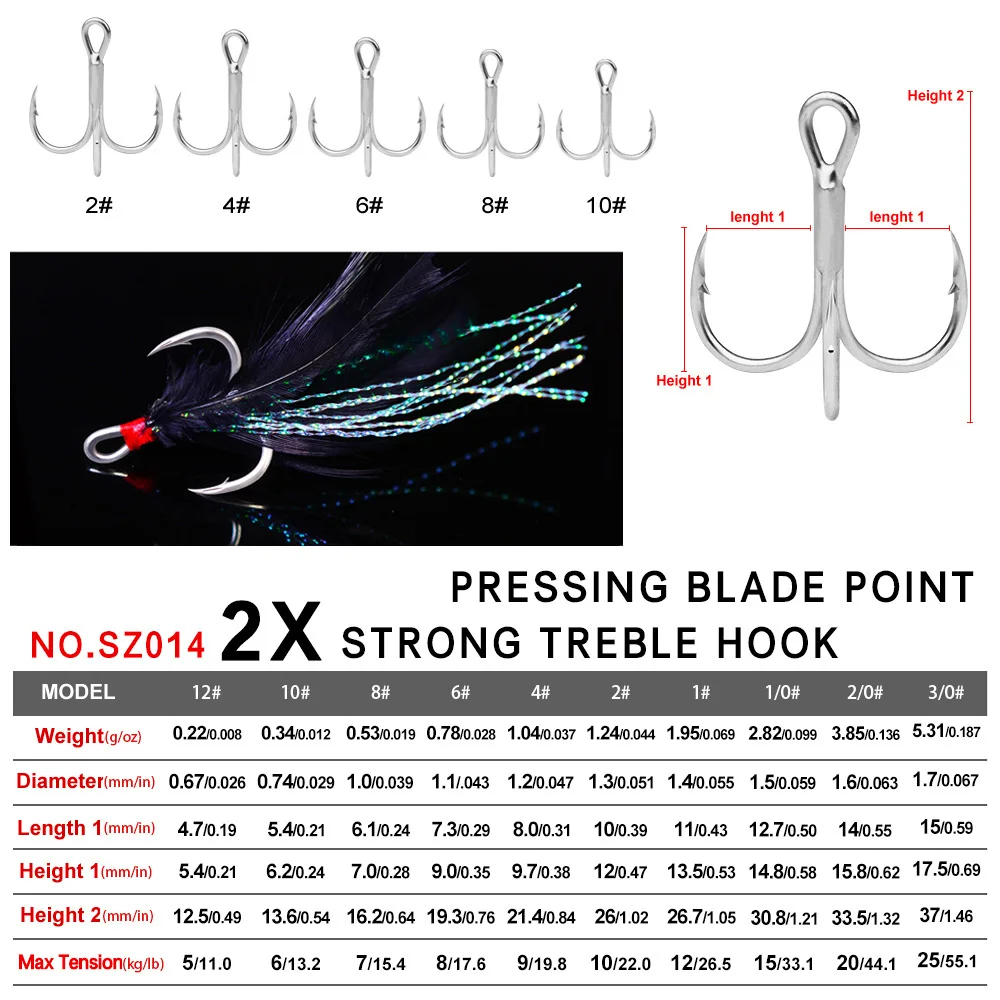 PROBEROS Anzuelo triple con plumas de alta resistencia para pesca - imagen 2