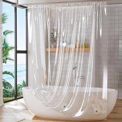 Cortina de Ducha PEVA Antimoho Transparente con Ganchos