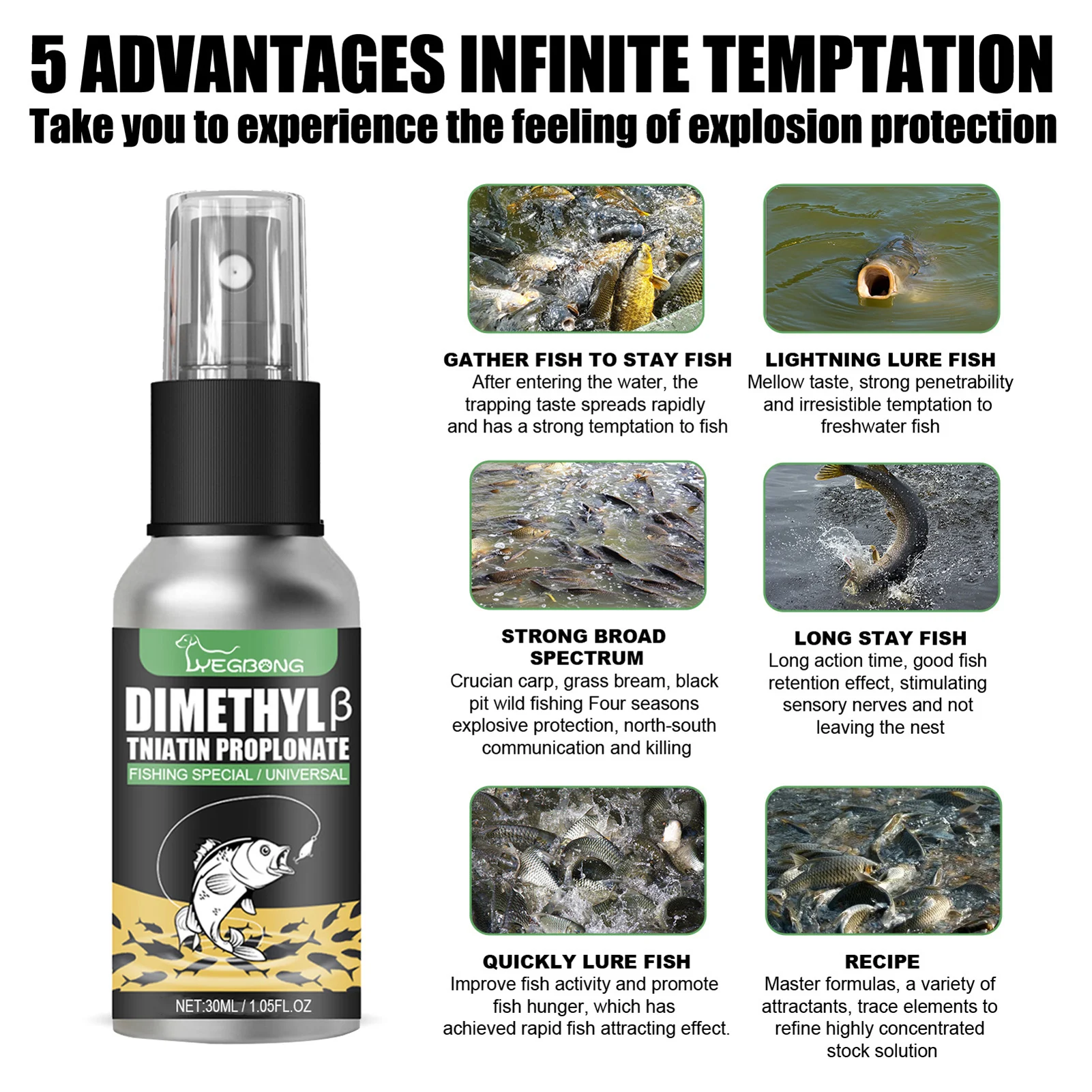 Aplicación del spray sobre un señuelo de pesca