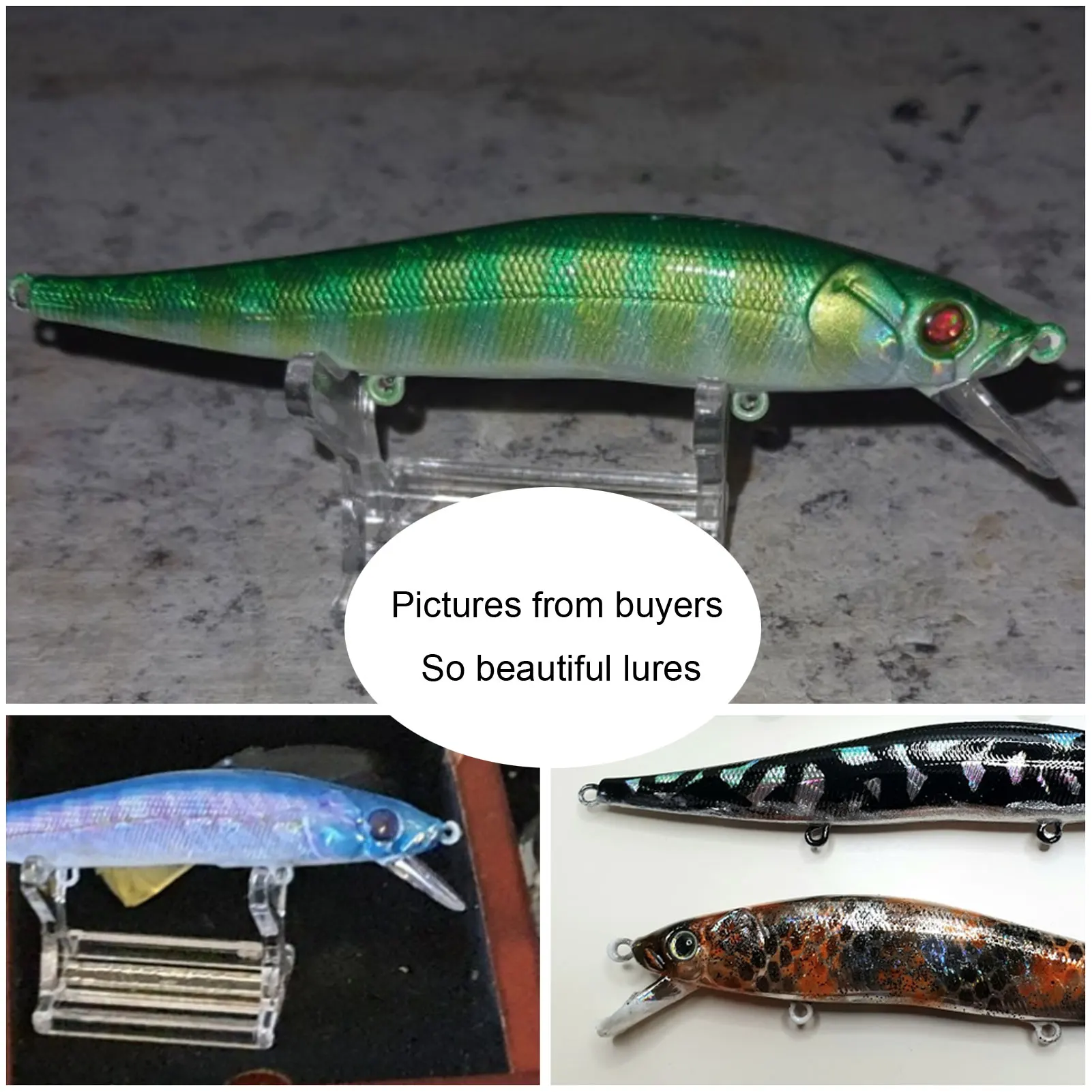 Señuelos Minnow Crankbait holográficos KO – hundimiento lento - imagen 3